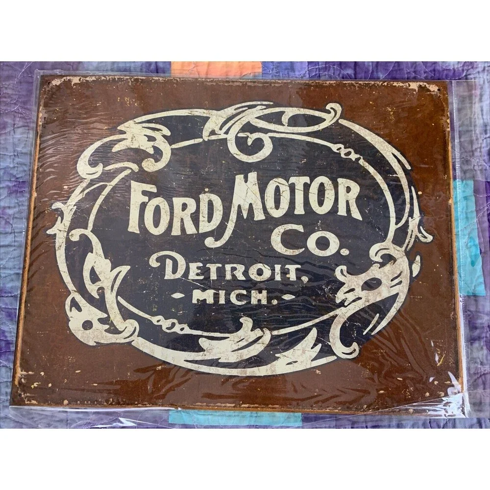 Tin Ford Historic Logo 16x12 Reproduction Garage Signs Detroit Michigan Man Cave